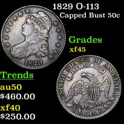 1829 O-113 Capped Bust Half Dollar 50c Grades xf+