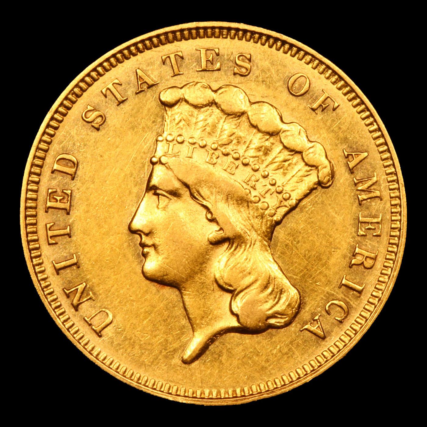 ***Auction Highlight*** 1880 Three Dollar Gold 3 Graded Choice AU/BU Slider BY USCG (fc)