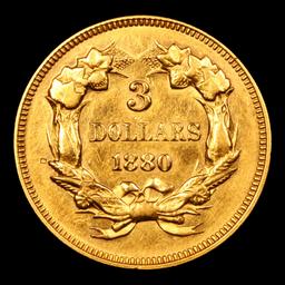 ***Auction Highlight*** 1880 Three Dollar Gold 3 Graded Choice AU/BU Slider BY USCG (fc)