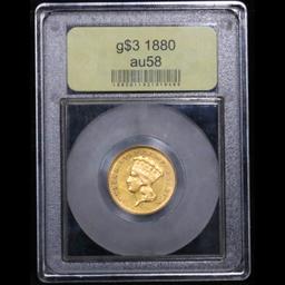 ***Auction Highlight*** 1880 Three Dollar Gold 3 Graded Choice AU/BU Slider BY USCG (fc)