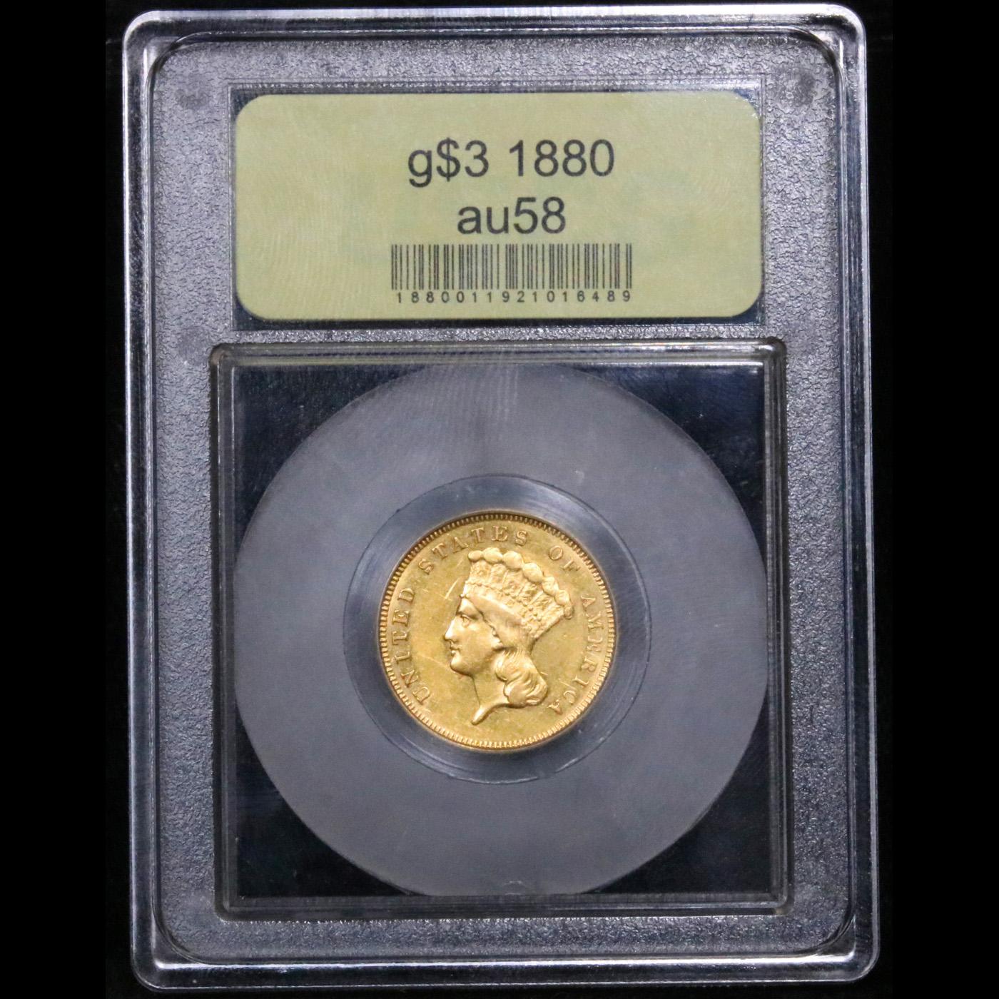 ***Auction Highlight*** 1880 Three Dollar Gold 3 Graded Choice AU/BU Slider BY USCG (fc)