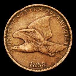 1858 SL Flying Eagle Cent 1c Grades vf++