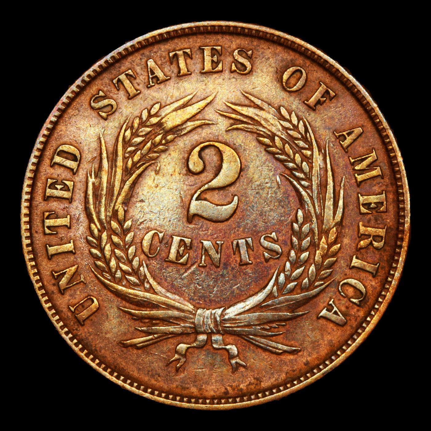 1864 Two Cent Piece 2c Grades xf+