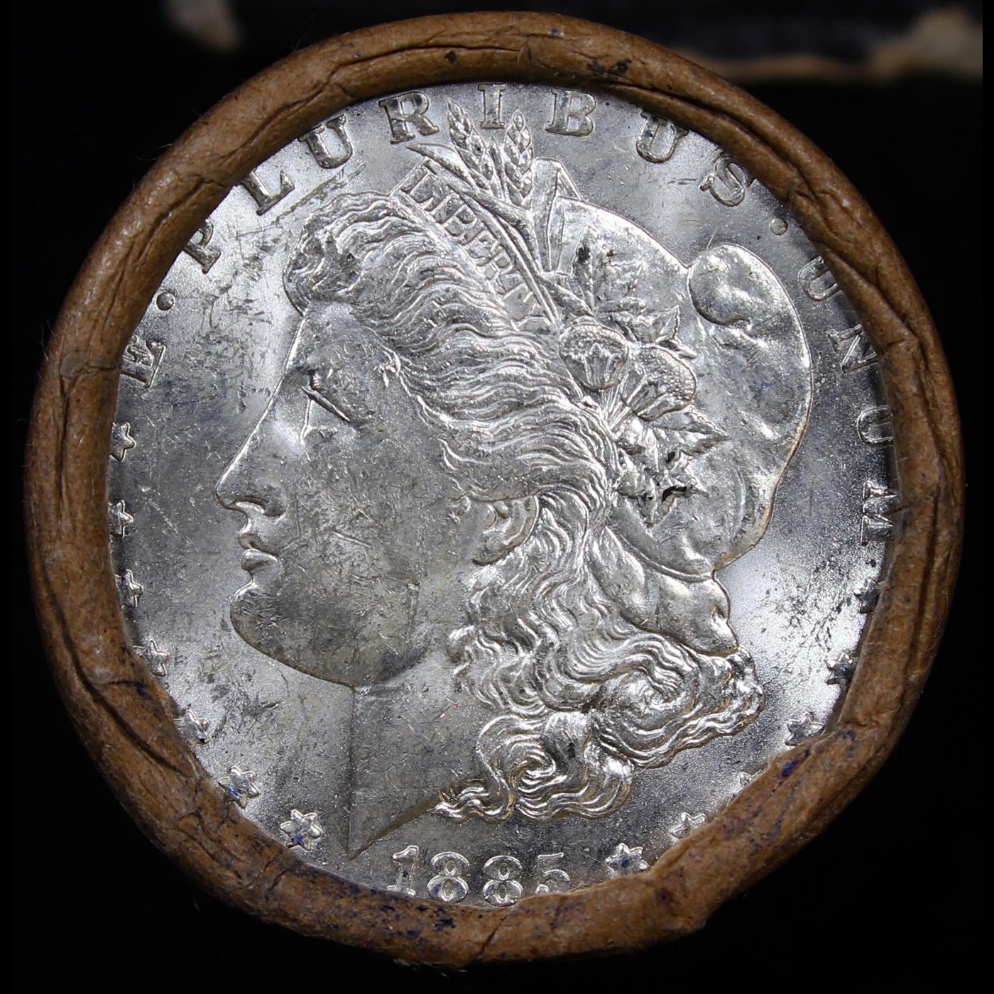 ***Auction Highlight*** Full solid date 1885-o Uncirculated Morgan silver dollar roll, 20 coins (fc)