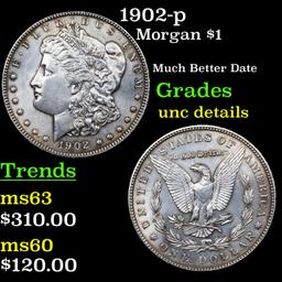 1902-p Morgan Dollar $1 Grades Unc Details