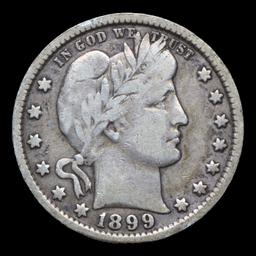 1899-p Barber Quarter 25c Grades vf+