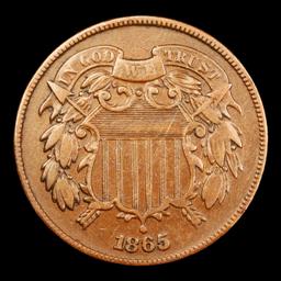1865 Two Cent Piece 2c Grades xf+