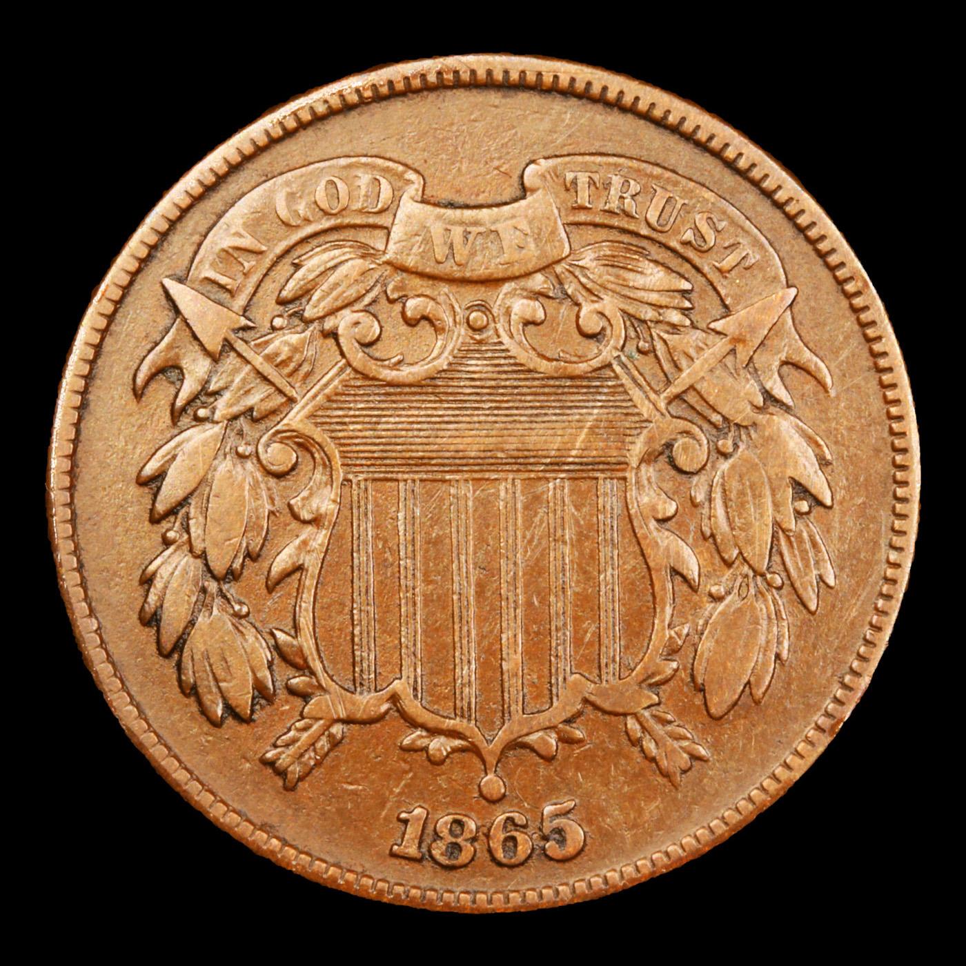 1865 Two Cent Piece 2c Grades xf+