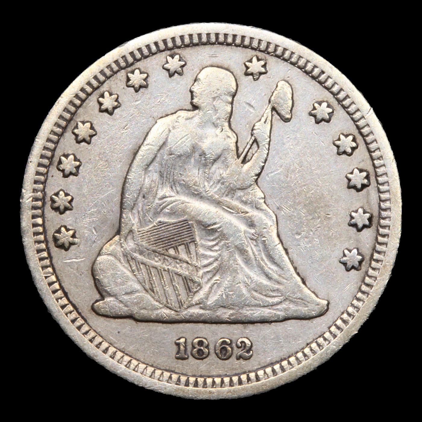 1862-p Seated Liberty Quarter 25c Grades vf++