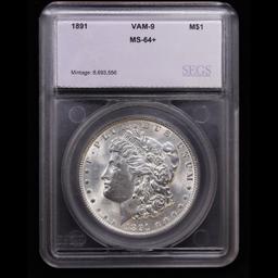 ***Auction Highlight*** 1891-p vam 9 I2 R5 Morgan Dollar $1 Graded ms64+ By SEGS (fc)