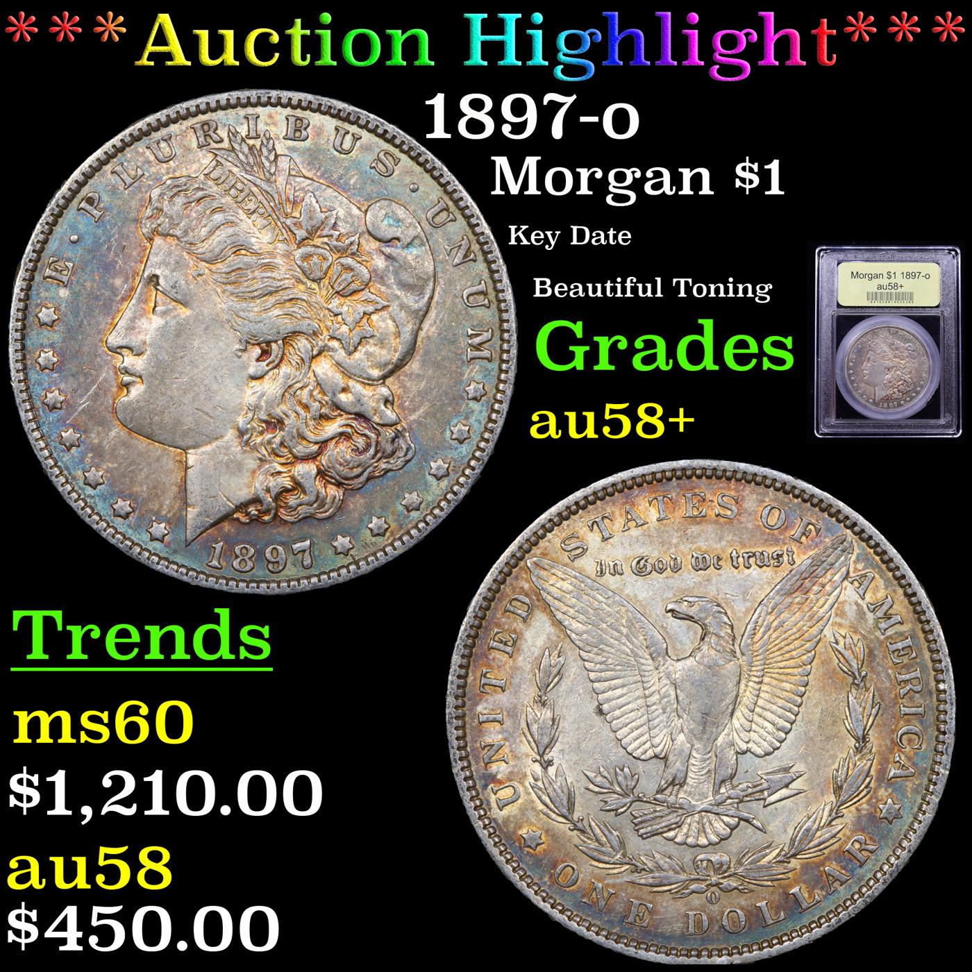 ***Auction Highlight*** 1897-o Morgan Dollar $1 Graded Choice AU/BU Slider+ By USCG (fc)