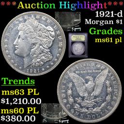 ***Auction Highlight*** 1921-d Morgan Dollar $1 Graded Unc+ PL By USCG (fc)