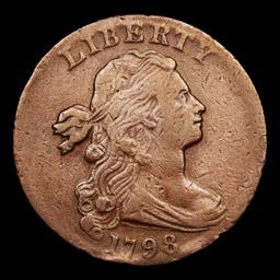 ***Auction Highlight*** 1798 S-169 R3 Draped Bust Large Cent 1c Graded au53 details By SEGS (fc)