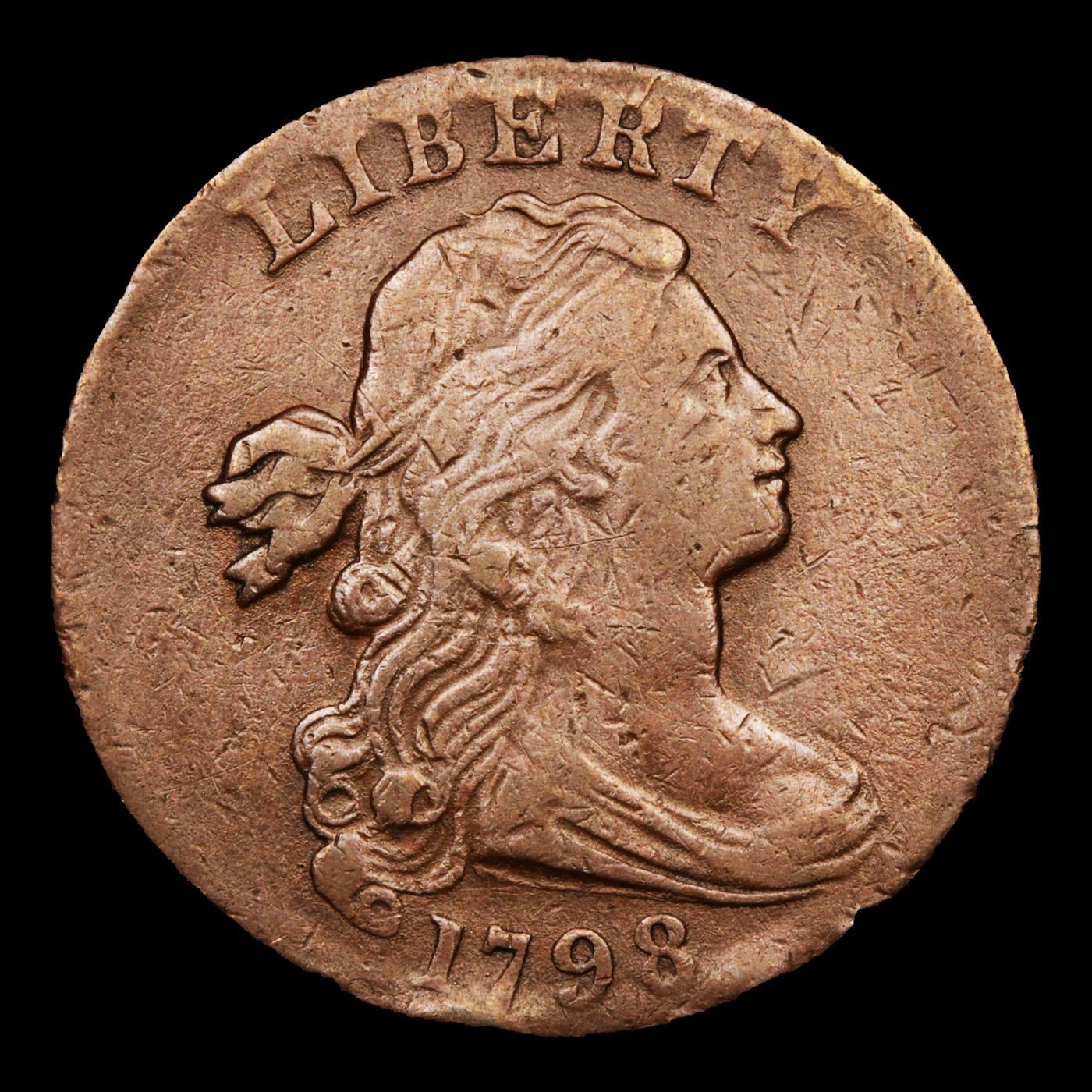 ***Auction Highlight*** 1798 S-169 R3 Draped Bust Large Cent 1c Graded au53 details By SEGS (fc)