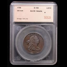 ***Auction Highlight*** 1798 S-169 R3 Draped Bust Large Cent 1c Graded au53 details By SEGS (fc)