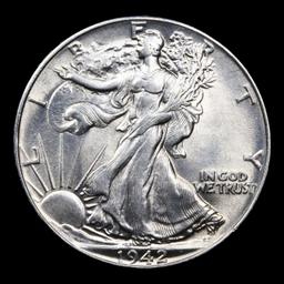 1942-p Walking Liberty Half Dollar 50c Grades Choice Unc