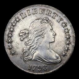 *HIGHLIGHT OF ENTIRE AUCTION* 1798 10 Arrows BB-108 Draped Bust $1 Graded au58+ Details By SEGS (fc)