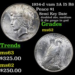 1934-d vam 3A I5 R6 Peace Dollar $1 Grades Select Unc