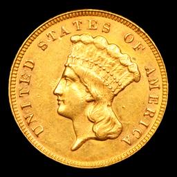***Auction Highlight*** 1874 Three Dollar Gold 3 Graded Select Unc By USCG (fc)