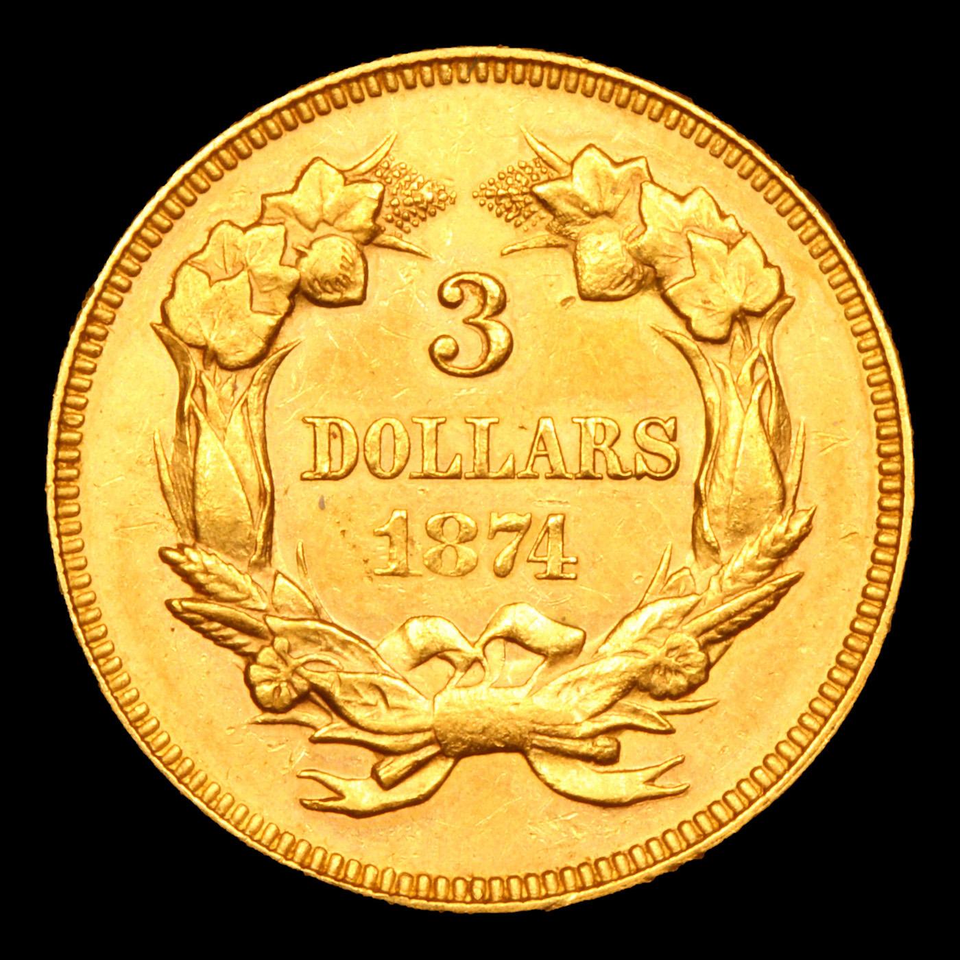 ***Auction Highlight*** 1874 Three Dollar Gold 3 Graded Select Unc By USCG (fc)