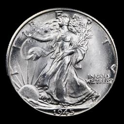 1945-d Walking Liberty Half Dollar 50c Grades GEM+ Unc