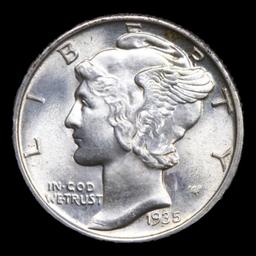 1935-p Mercury Dime 10c Graded GEM+ FSB