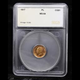 ***Auction Highlight*** 1917 McKinley Gold Commem Dollar 1 Graded ms64 pl By SEGS (fc)