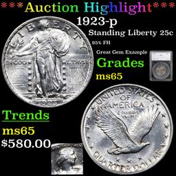 ***Auction Highlight*** 1923-p Standing Liberty Quarter 25c Graded ms65 By SEGS (fc)