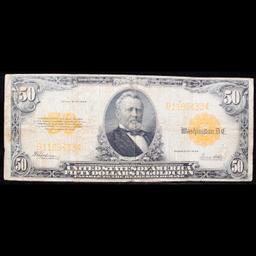 ***Auction Highlight*** 1922 $50 Large Size Gold Certificate Ulysses S. Grant FR-1200 Grades vf, ver