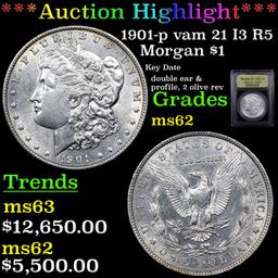 ***Auction Highlight*** 1901-p vam 21 I3 R5 Morgan Dollar $1 Graded Select Unc By USCG (fc)