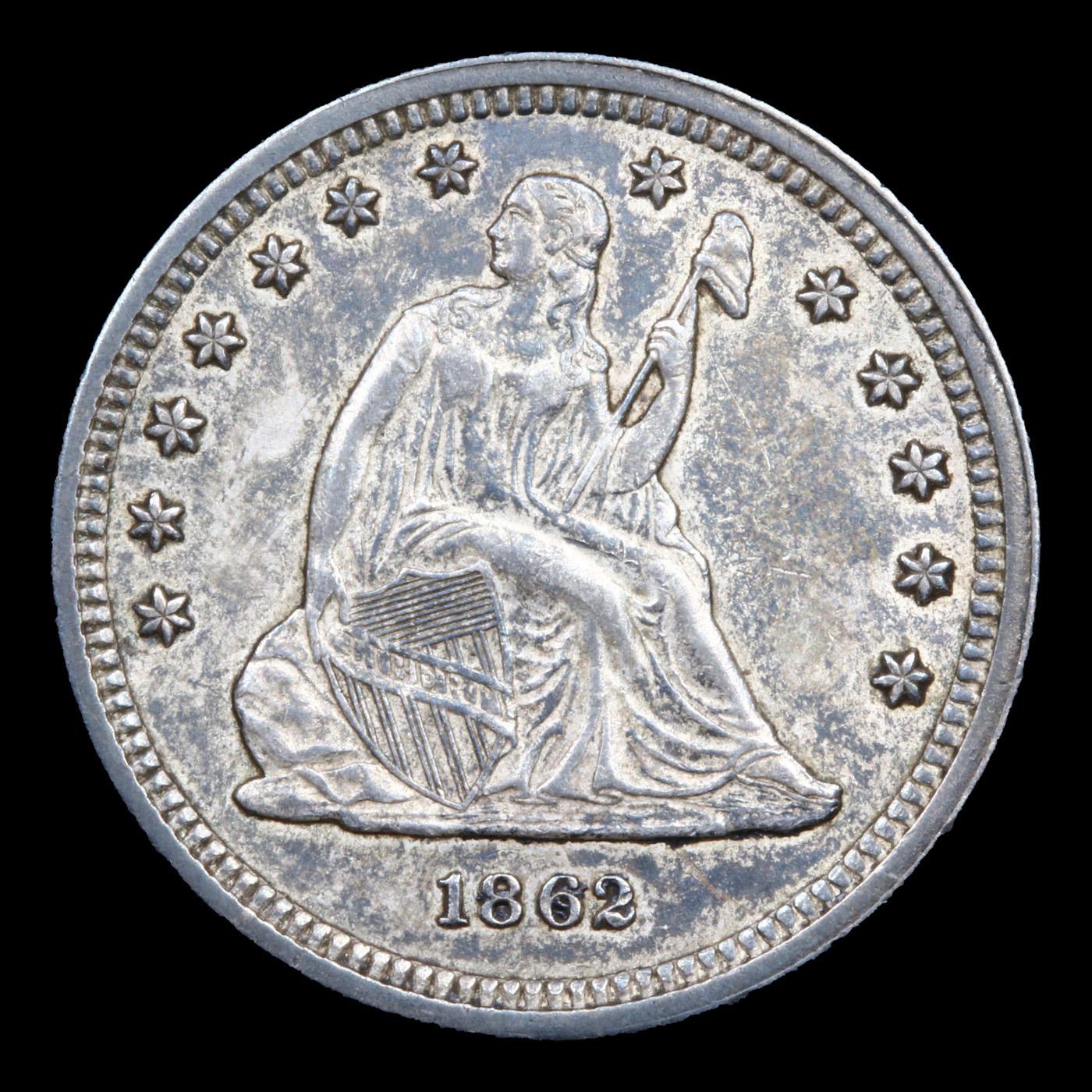 1862-p Seated Liberty Quarter 25c Graded Choice AU/BU Slider
