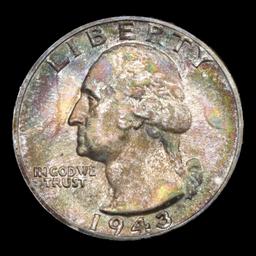 1943-p Washington Quarter 25c Graded GEM+ Unc