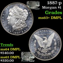 1887-p Morgan Dollar $1 Graded Select Unc+ DMPL