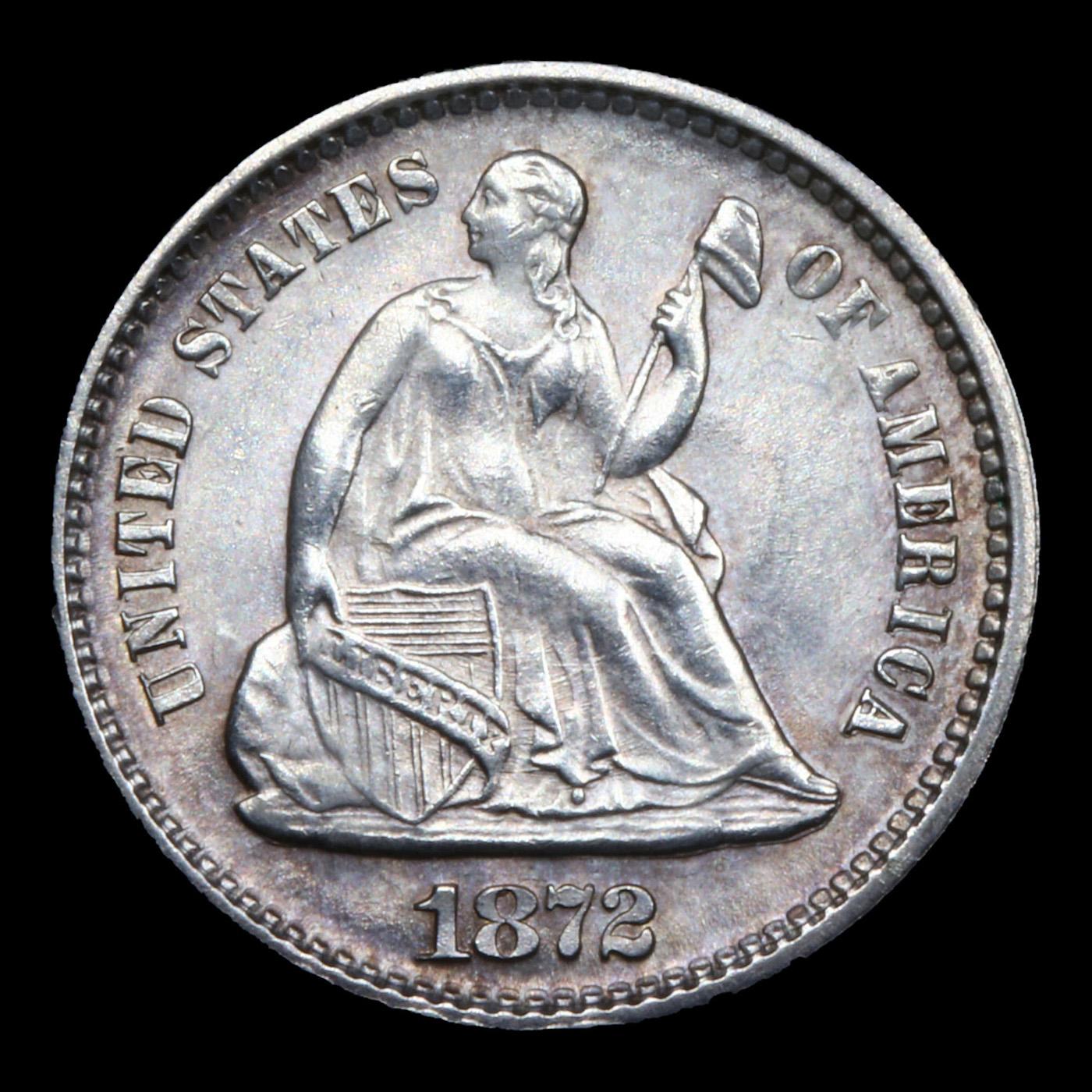 ***Auction Highlight*** 1872-p Seated Liberty Half Dime 1/2 10c Graded ms65+ By SEGS (fc)