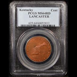 ***Auction Highlight*** PCGS (1792-1794) Kentucky Lancaster Cent Near TOP POP 1c Graded ms64 rd By P