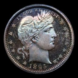 Proof ***Auction Highlight*** 1895 NEAR TOP POP! Barber Quarter 25c Graded pr68+ cam By SEGS (fc)