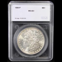 ***Auction Highlight*** 1890-p Morgan Dollar $1 Graded ms65+ By SEGS (fc)
