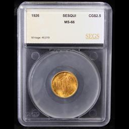 ***Auction Highlight*** 1926 Sesqui Gold Commem $2 1/2 Graded ms66 By SEGS (fc)