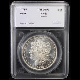 ***Auction Highlight*** 1878-p 7tf vam 84 I3 R4 Morgan Dollar $1 Graded ms63 DMPL By SEGS (fc)