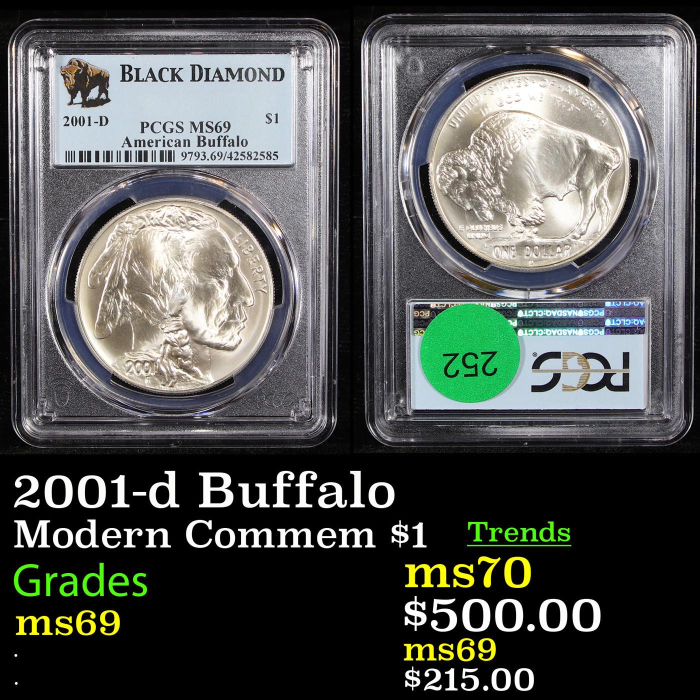 PCGS 2001-d Buffalo Modern Commem Dollar $1 Graded ms69 By PCGS