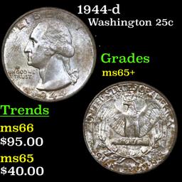 1944-d Washington Quarter 25c Grades GEM+ Unc