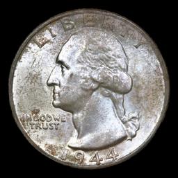 1944-d Washington Quarter 25c Grades GEM+ Unc