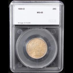 ***Auction Highlight*** 1909-d Barber Quarter 25c Graded ms65 By SEGS (fc)