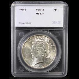 ***Auction Highlight*** 1927-s Vam 1J R5 Peace Dollar $1 Graded ms63+ By SEGS (fc)