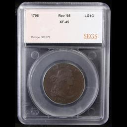 ***Auction Highlight*** 1796 Rev '95 Draped Bust Large Cent 1c Graded xf45 By SEGS (fc)