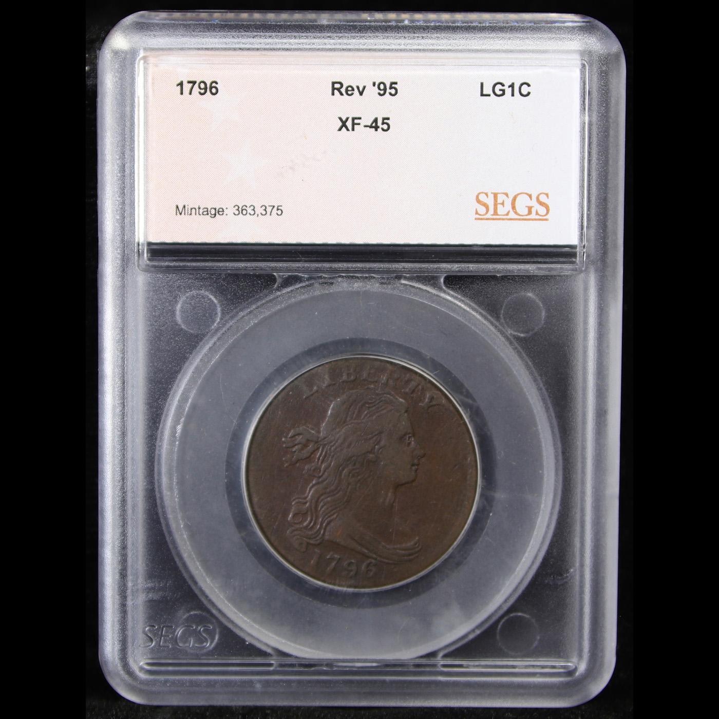 ***Auction Highlight*** 1796 Rev '95 Draped Bust Large Cent 1c Graded xf45 By SEGS (fc)