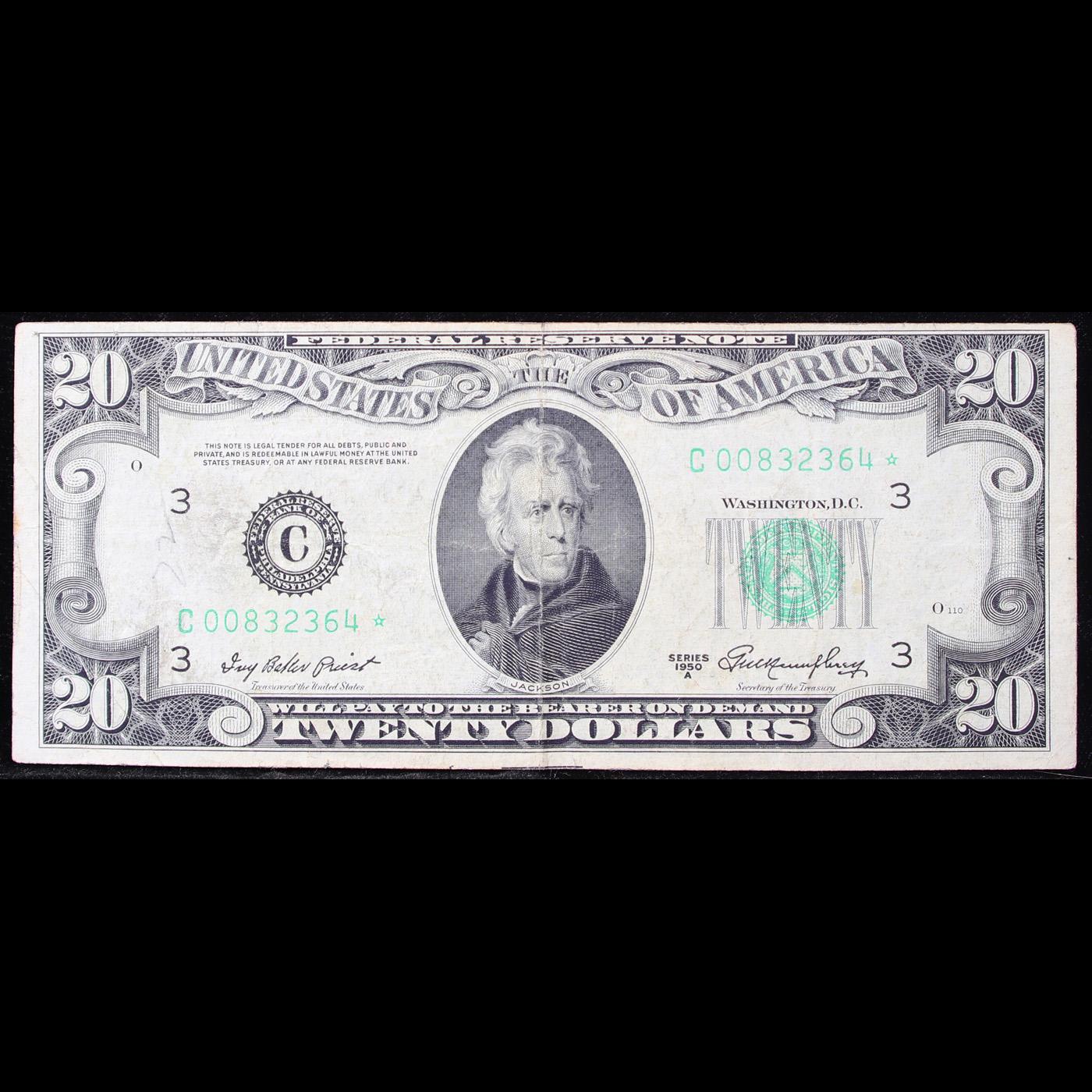 **Star Note** 1950a $20 Green Seal Federal Reserve Note Grades vf++