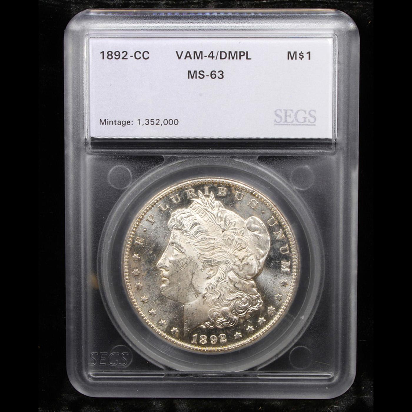 ***Auction Highlight*** 1892-cc /cc vam 4 Morgan Dollar $1 Graded ms63 DMPL By SEGS (fc)