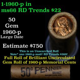 ***Auction Highlight*** Shotgun Lincoln 1c roll, 1960-p 50 pcs Brandt Wrapper (fc)