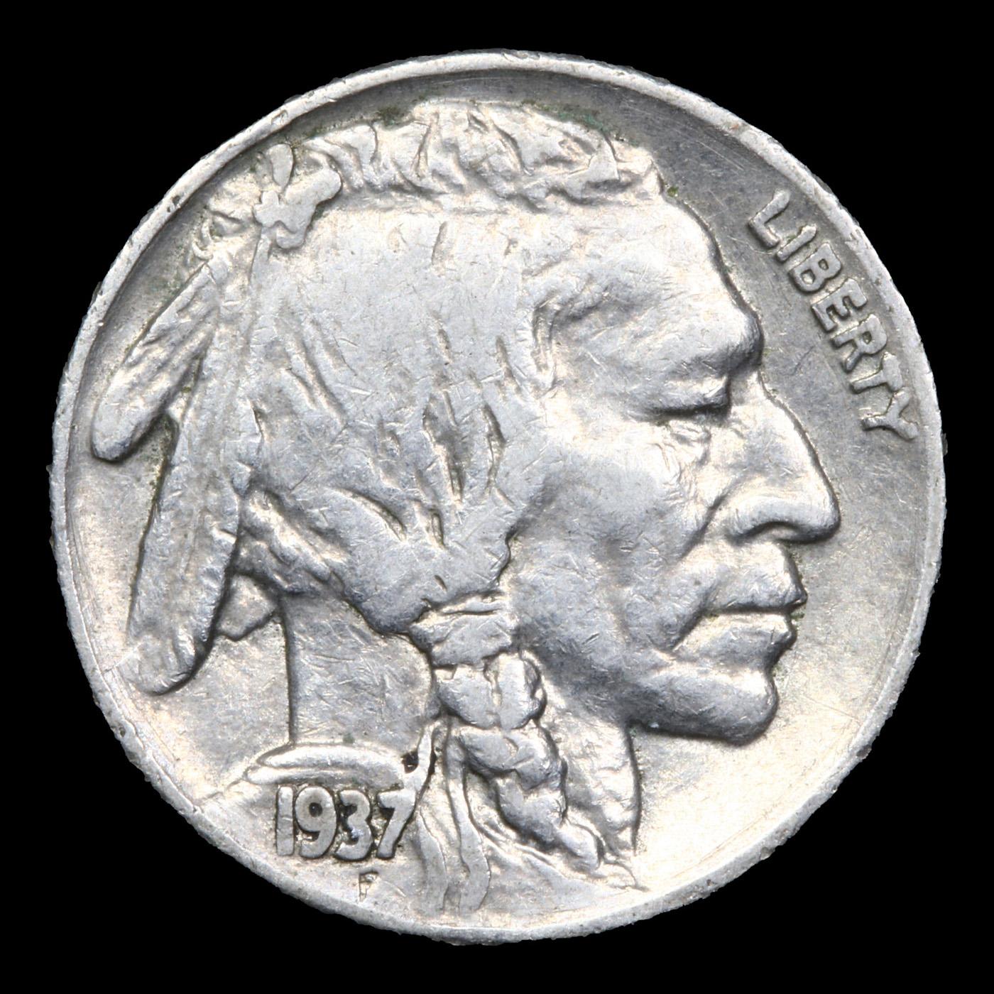 1937-p Buffalo Nickel 5c Grades xf+